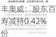 万丰奥威：股东百年人寿减持0.42%
股份