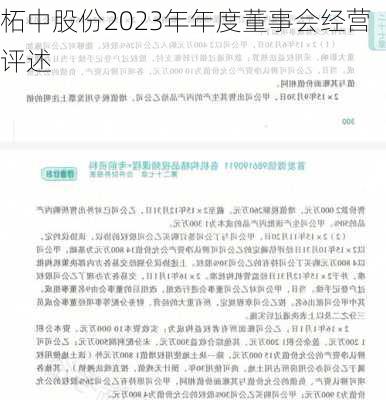 柘中股份2023年年度董事会经营评述