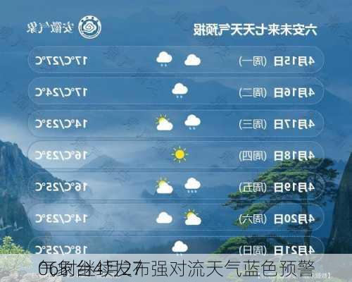
气象台4月27
06时继续发布强对流天气蓝色预警